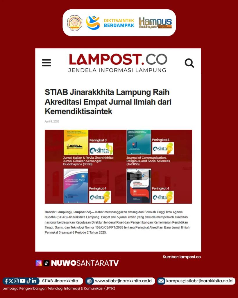 Komitmen STIAB Jinarakkhita Lampung dalam memajukan ilmu pengetahuan kembali mendapat apresiasi